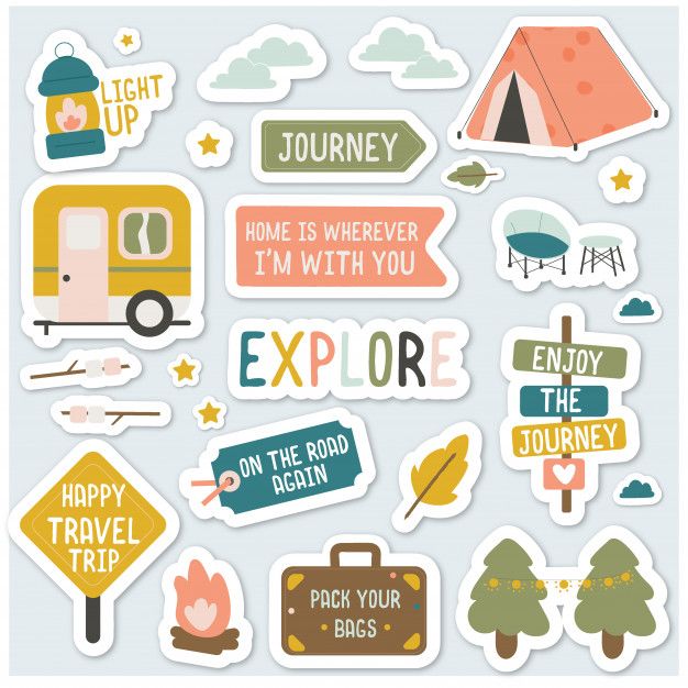 Labels Camping stickers Deco stickers for bullet journal Camping planner stickers Scrapbook stickers Glamping stickers