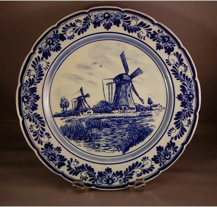 DELFT BLUE WINDMILL PLATE Delft Blue And White China Blue And White delft-blue-windmill-plate-delft-blue-and-white-china-blue-and-white