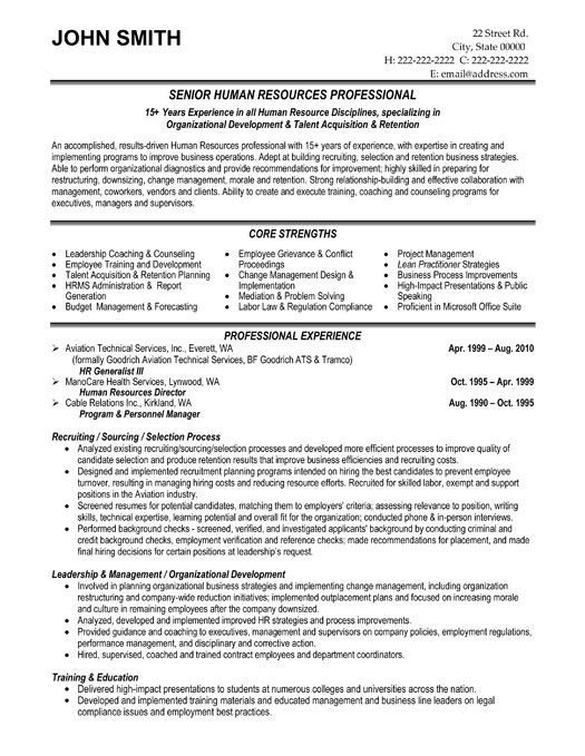 Click Here to Download this Senior HR Professional Resume Template! http://www.resumetemplates101.com/Human%20Resources-resume-templates/Template-390/