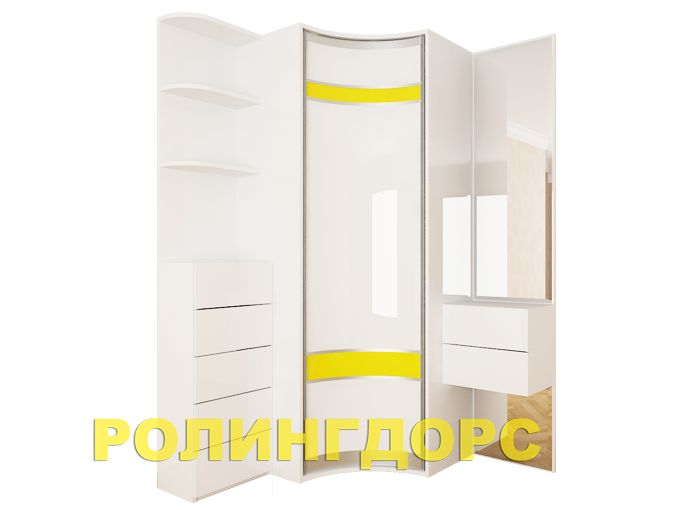 Белый глянцевый шкаф-купе на заказ rollingdoors.ru.