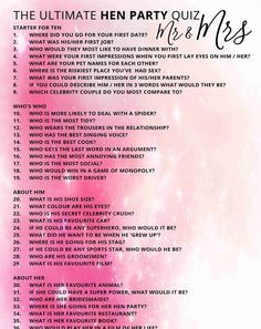 13 Best Hen Do Images On Pinterest Party Ideas Get The Party Started With Our Ultimate Mr And Mrs Quiz Totally Free To