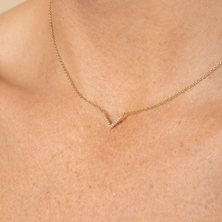 Delicate V Necklace Dainty Minimal V Necklace Simple 