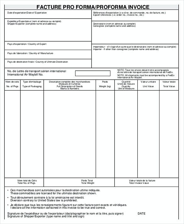 invoice proforma template