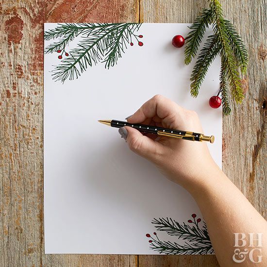 Evergreen branches and red berries make the perfect backdrop for this year's traditional Christmas letter. Each of our Christmas letter templates is available as a PDF download; load printed versions into the printer to add a typed letter directly onto the design, or write out holiday greetings by hand.