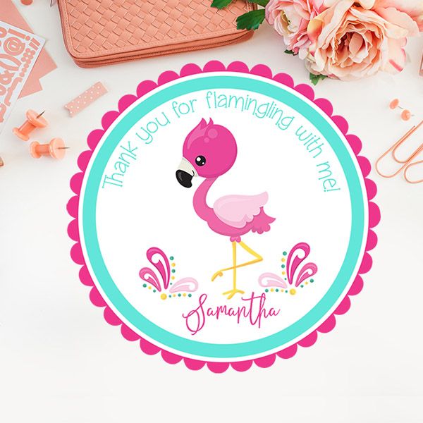 YOUR TEXT HERE BIRTHDAY PARTY Sticker Pink Sheet Label 1 1//2/" Round 20 labels