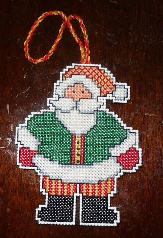 Santa Claus Ornament Christmas Finished Cross Stitch Christmas Cross Stitch Christmas Ornaments Cross Stitch Christmas Tree Ornaments To Make