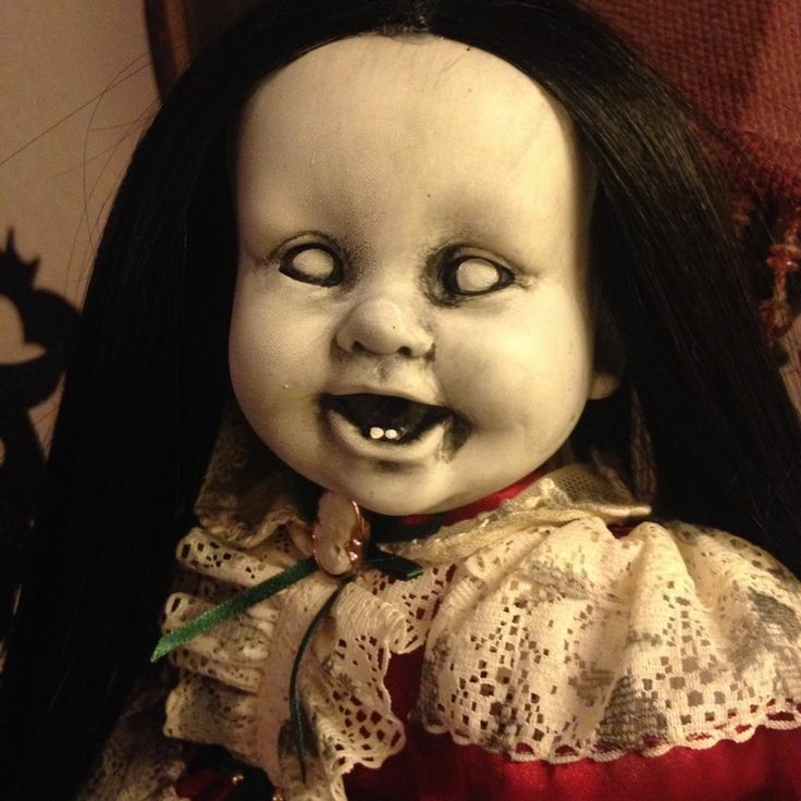 BASTET2329 OOAK Creepy Doll Black Hair Halloween Custom Repaint Baby