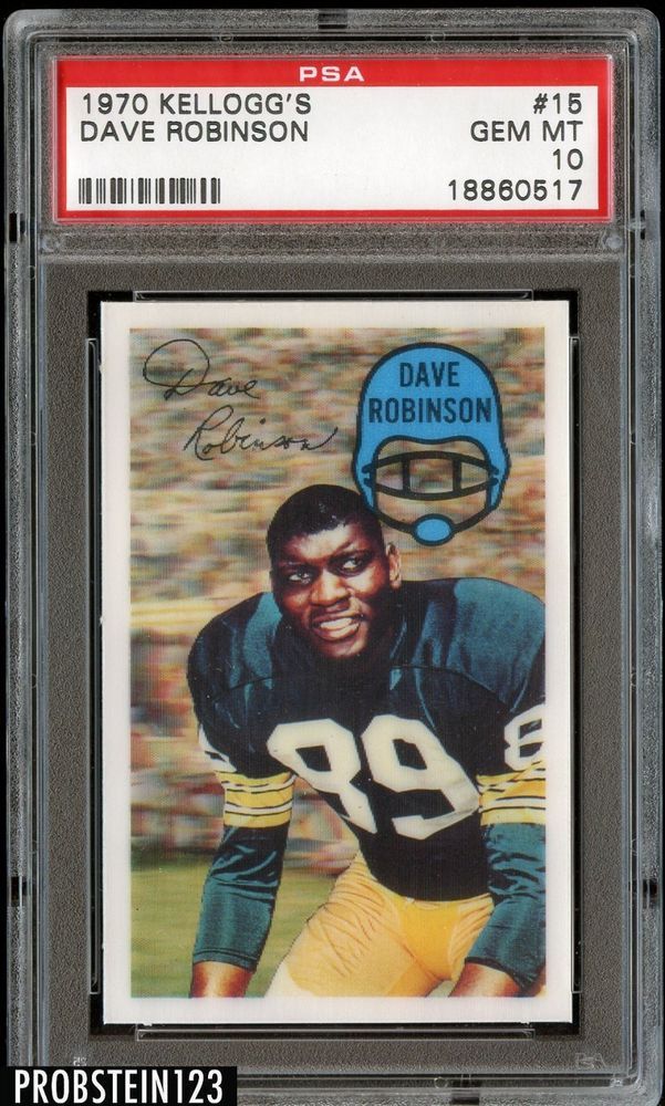1970 Kellogg',s 3D Football 15 Dave Robinson Green Bay Packers PSA 10