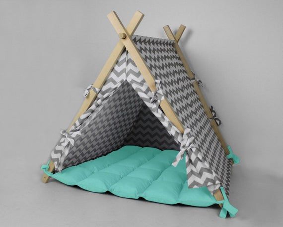 Dog Bed In Gray Chevron Cat Bed Pet Bed Dog Teepee Dog Etsy Cat Bed Dog Teepee Dog Pet Beds