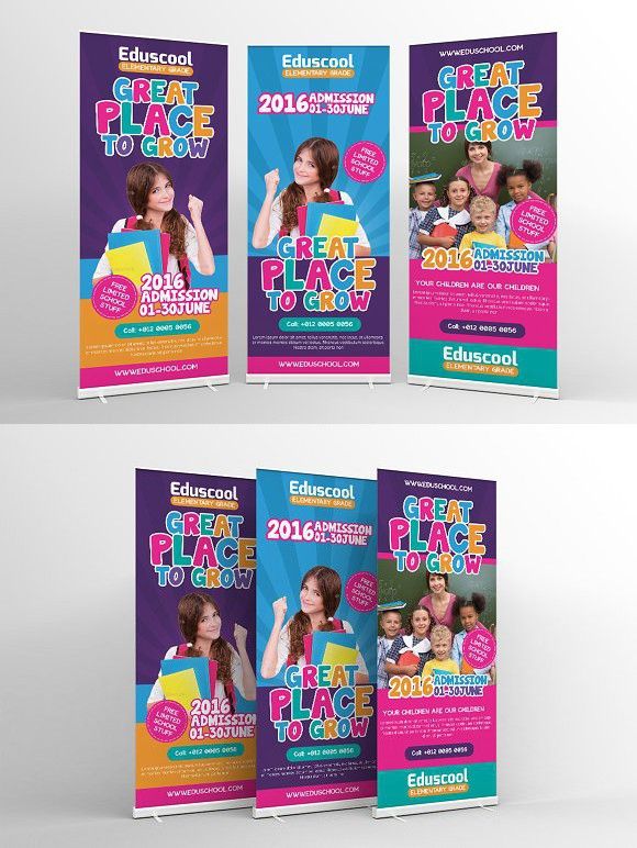elementary school roll up banner presentation templates