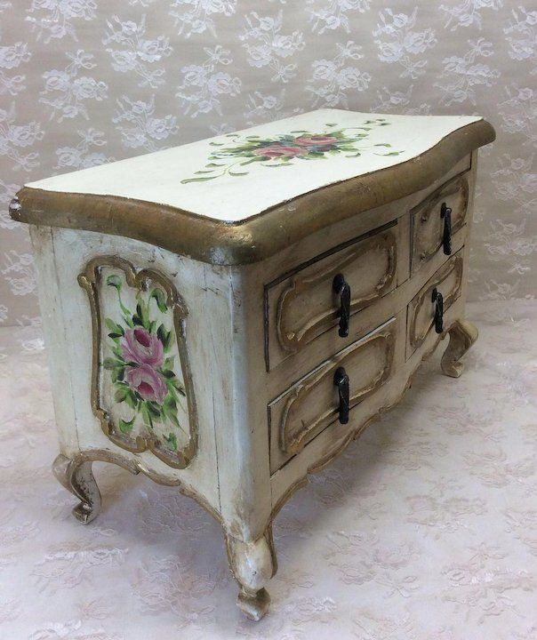 Large Handpainted Italian Dresser Miniaturerooms Dollhousestuff Large Handpainted Italian Dresser Doll Clothes Powder Room Stained Credenzas