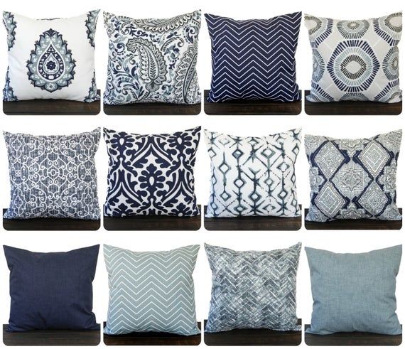 Cushion Cover, Decorative Pillow Throw pillow cover Vintage Indigo navy