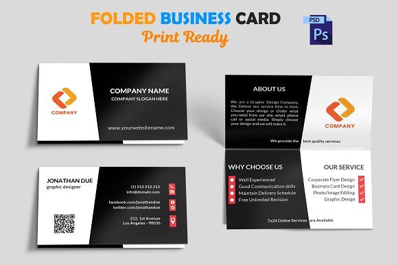 Laptop Folded Business Card Template Folded Business Cards Business Cards Creative Templates Business Card Template Psd