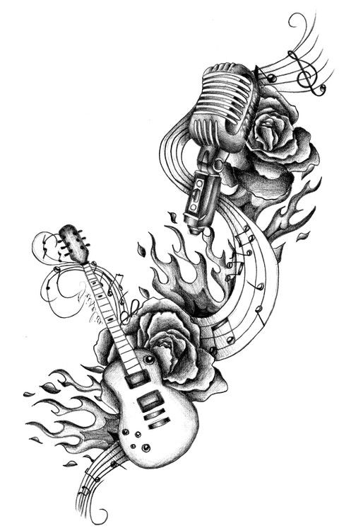 guitar rose mic music tattoo skin deep pinterest guitar rose mic music tattoo skin deep pinterest