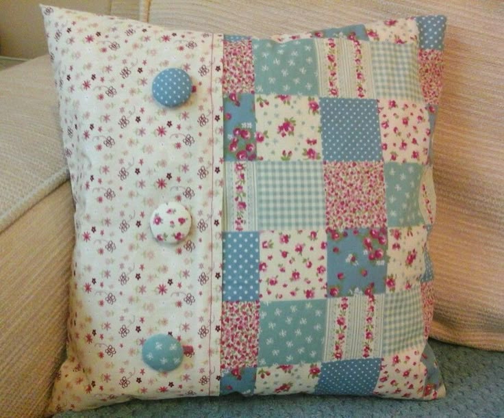 Handmade* blue ditsy floral patchwork shabby chic cushion cover 14