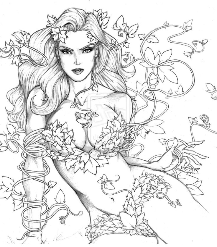 Poison Ivy Coloring Pages Fairy coloring pages, Sketches, Coloring pages