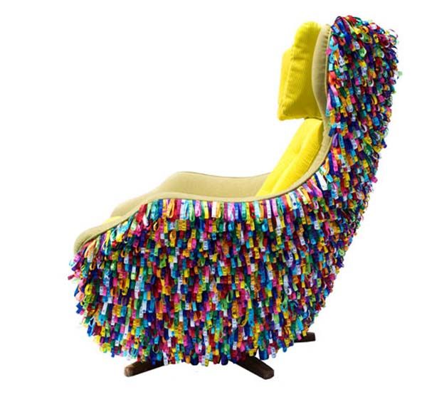 Superior Cool Chairs Part - 13: This Lovely Armchair, Named Bahia Chair, Is Reupholstered In Yellow Velvet Cord And Yellow And Green Checked Cotton And Has Brazilian Ribbons Attached To ...