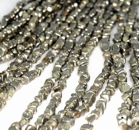 6MM-5MM PALAZZO IRON PYRITE GEMSTONE PEBBLE NUGGET LOOSE BEADS 15.5/"