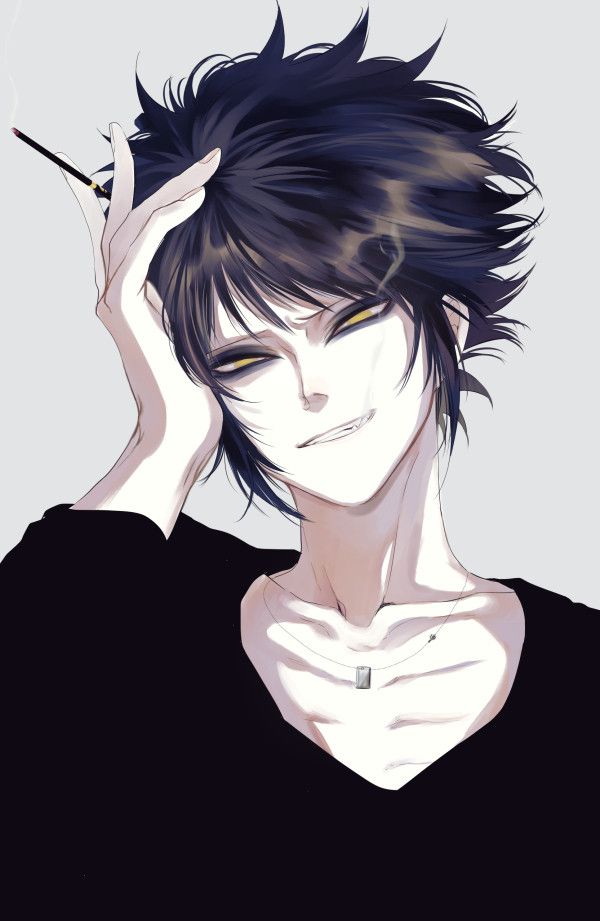 Anime bad boy with black hair