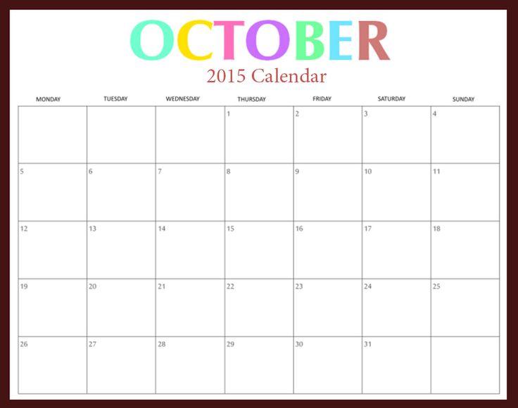 calendar 2015 monthly template