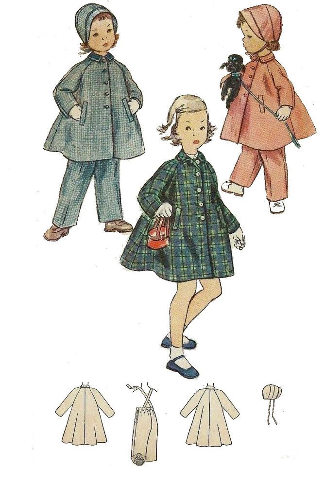 Vintage 1950/'s Sewing Pattern RARE Girl/'s Toddler/'s Dress /& Coat Age 2 Scalloped