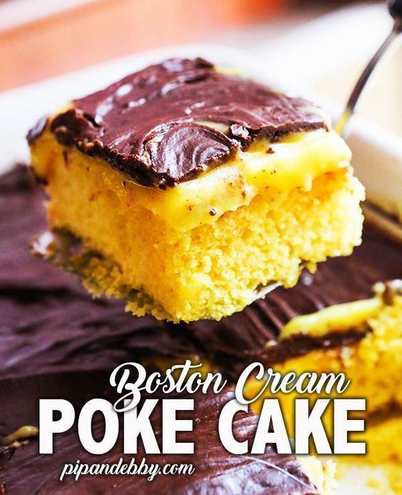 boston cream poke cake