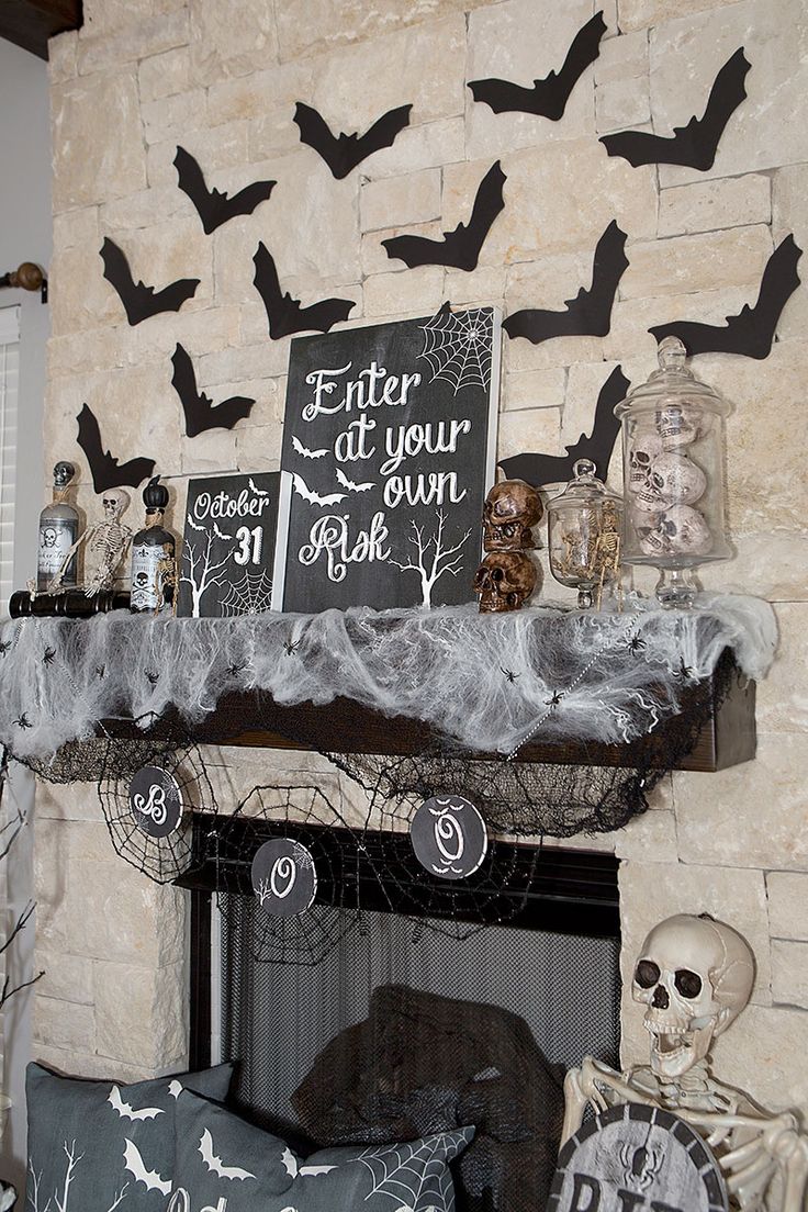 halloween mantel decor black and white spooky halloween decor halloween home decor with free
