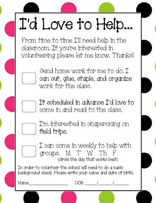 parent volunteer form classroom freebies classroom parent