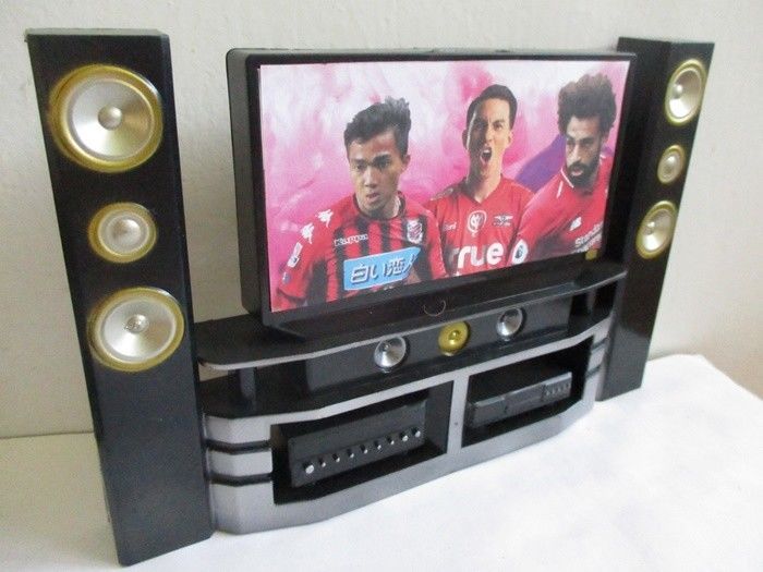 Mini Dollhouse Theater TV Soccer Channel Vintage Furniture for Barbie Kids Toys