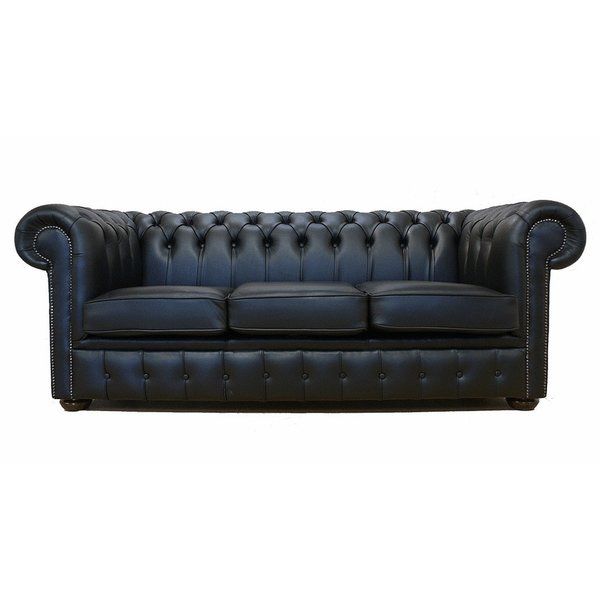 Lansdale Genuine Leather 3 Seater Chesterfield Sofa Bed