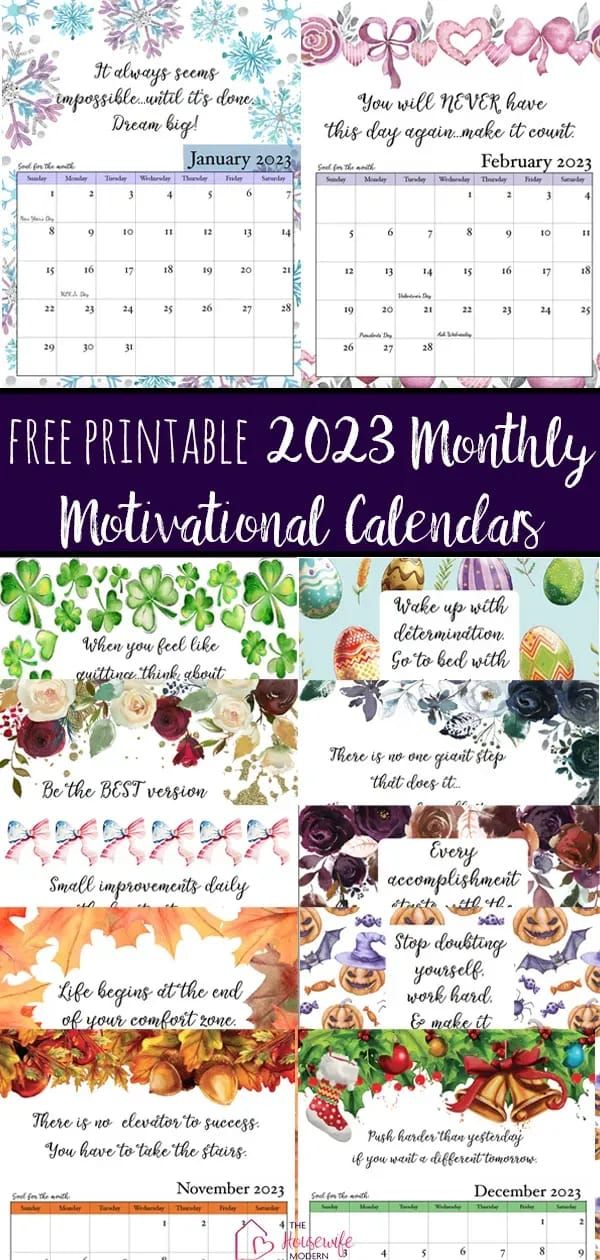 Free Printable 2023 Monthly Motivational Calendars in 2022 Free Free Printable 2023 Monthly Motivational Calendars in 2022 Free