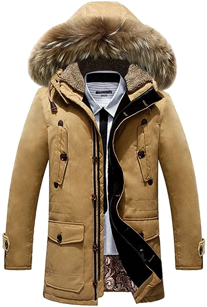 Amazon.com: Geval Men's Winter Down Coat Fur Hood Cold Weather Down ...