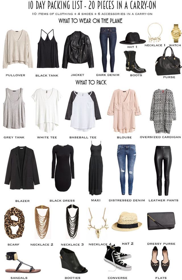 10 Day Packing List 20 pieces in a carry-on from Day to night wear built from my...