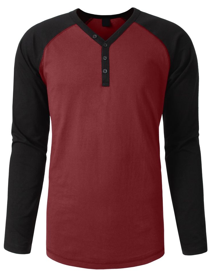 Download Men's long sleeve raglan t-shirts with button placket ...