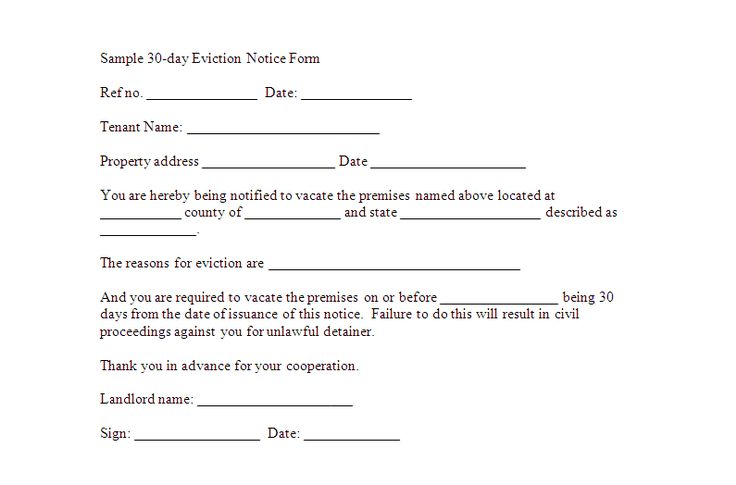 Free Downloadable Eviction Forms | Sample 30-day Eviction Notice Form Template | Sample Eviction Forms