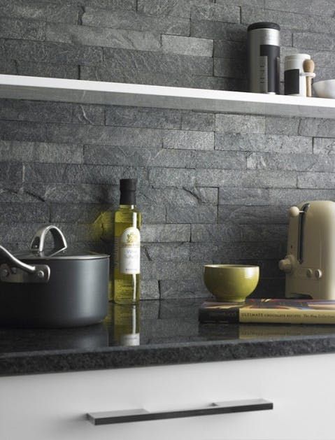 Natural stone tile backsplash kitchen
