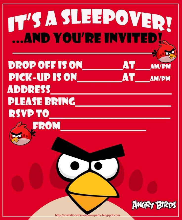 sleepover invites to print