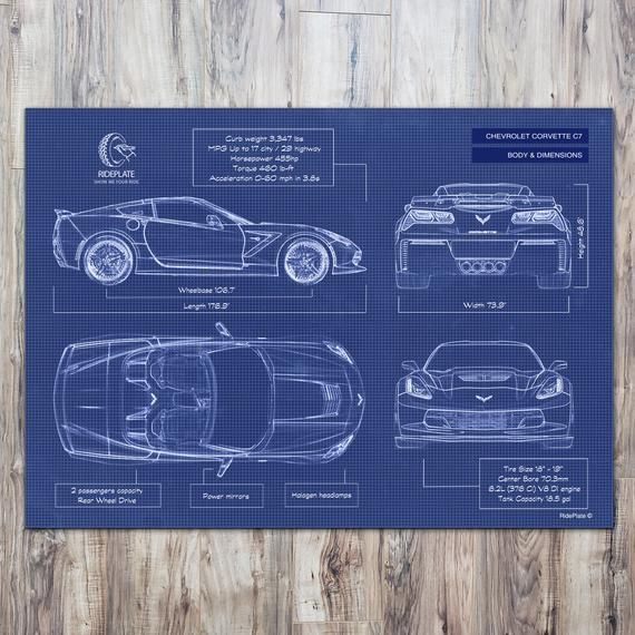 Corvette Gifts Chevrolet Corvette C7 ZR1 Poster White Corvette Poster Car Print Cars Wall Decor