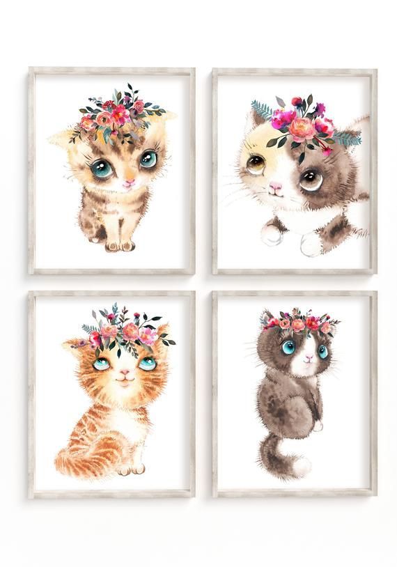 Gift for kids room decor Gift for Cat lovers Small oil painting Animal Wall Art Cat painting oil original on canvas
