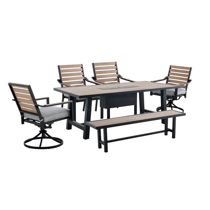 Allen Roth Fairway Oaks 6 Piece Patio Dining Set With Bench At Com In 2021 Swivel Chairs Roth Fairway Oaks 6 Piece Patio Dining, Fairway Oaks 7 Piece Patio Dining Set With Swivel Chairs