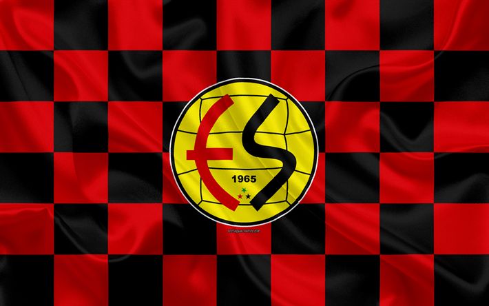 Download Wallpapers Eskisehirspor 4k Logo Creative Art Red Black Checkered Flag Turkish Football Club Turkish 1 Lig Emblem Silk Texture Eskisehir Turk Red Black Checkered Creative Art Black And Red