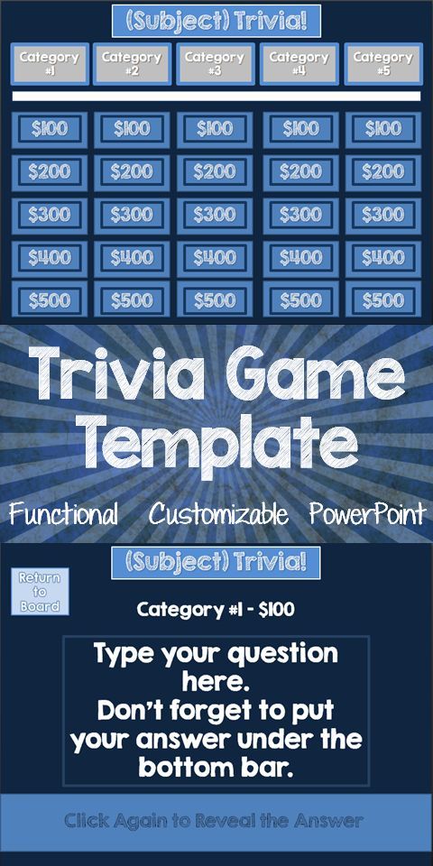 trivia game template for classroom use only science for