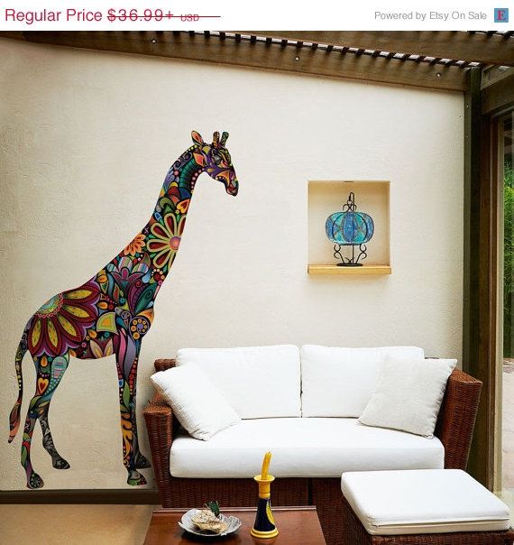 Giraffe Wall Decal Colorful Fl L Stick My Wonderful Walls Sticker - Giraffe Print Wall Stickers Giraffe Wall Decal Colorful Fl L Stick My Wonderful Walls Sticker - Giraffe Print Wall Stickers