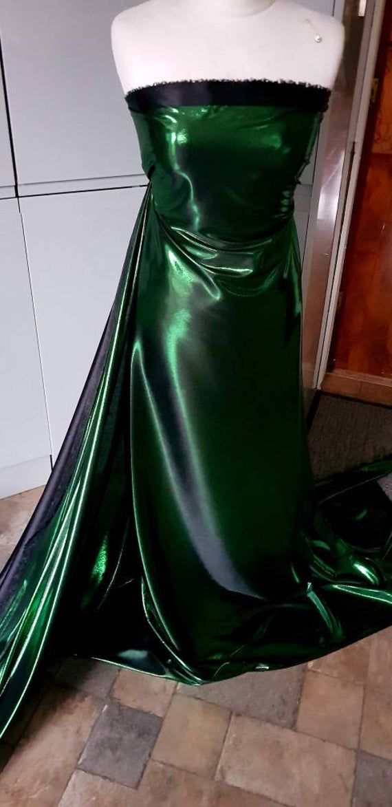 1M BOTTLE GREEN BRIDAL SATINFABRIC 58 WIDE