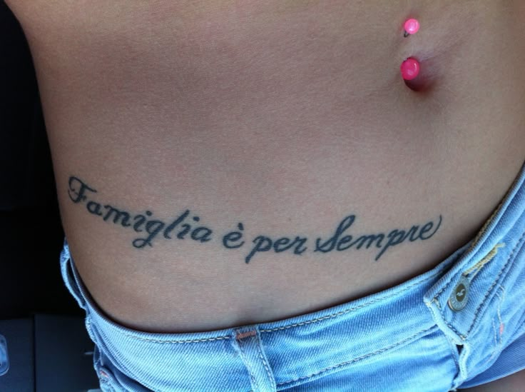 My first tattoo "family is forever" in Italian. Tattoo