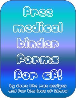 Little Miss Khaos: Medical Binder for Cystic Fibrosis Patients - FREE medical binder printable forms!