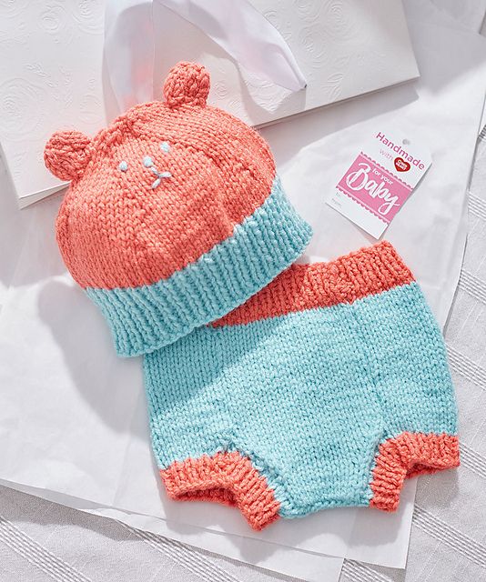 Knitting Patterns Galore Bear Hat And Diaper Cover Boys