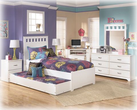 kids bedroom: twin lulu bed with trundleashley furniture at