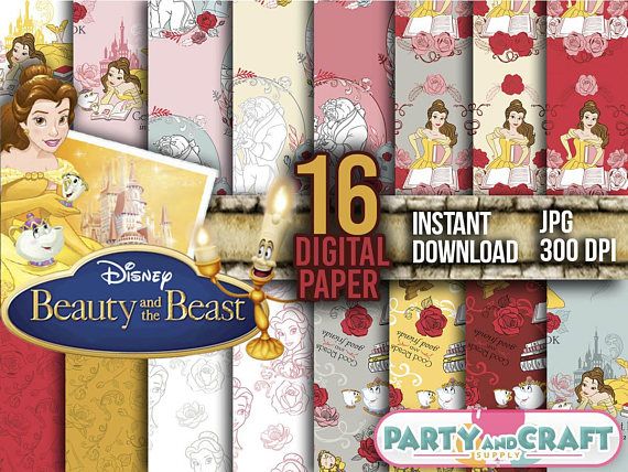 Beauty and the Beast Digital Paper Pack Instant Download Backgrounds Digital Scrapbook Paper Clipart Digital paper for Scrapbook