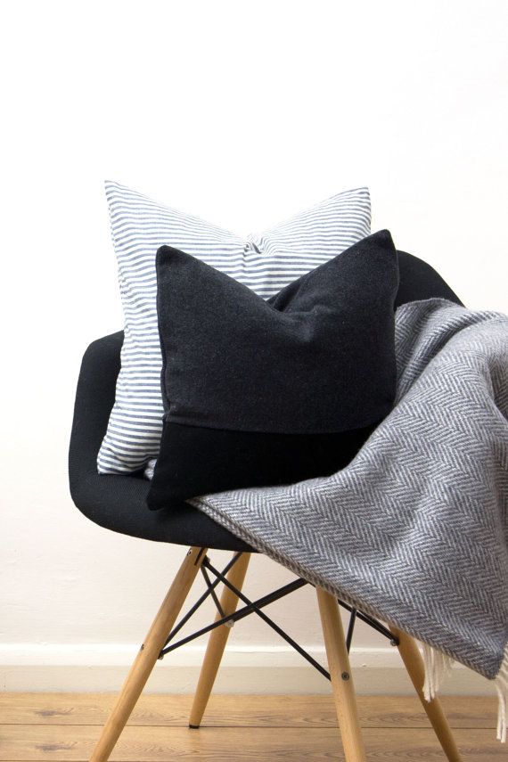Wool Black Grey Cushion Cover Uk Gray Throw Pillow Geometric Colour Block Colorblock 40x40cm 16x Grey Cushion Covers Grey Throw Pillows Cushion Covers Uk